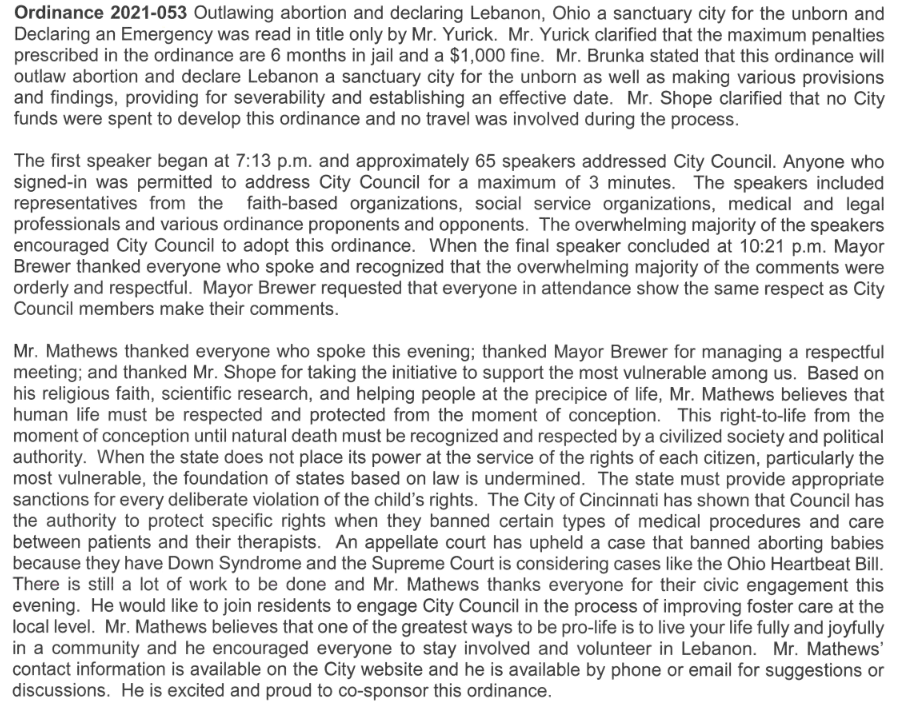 Celina City Council Discusses Possible Legislation In Regards To