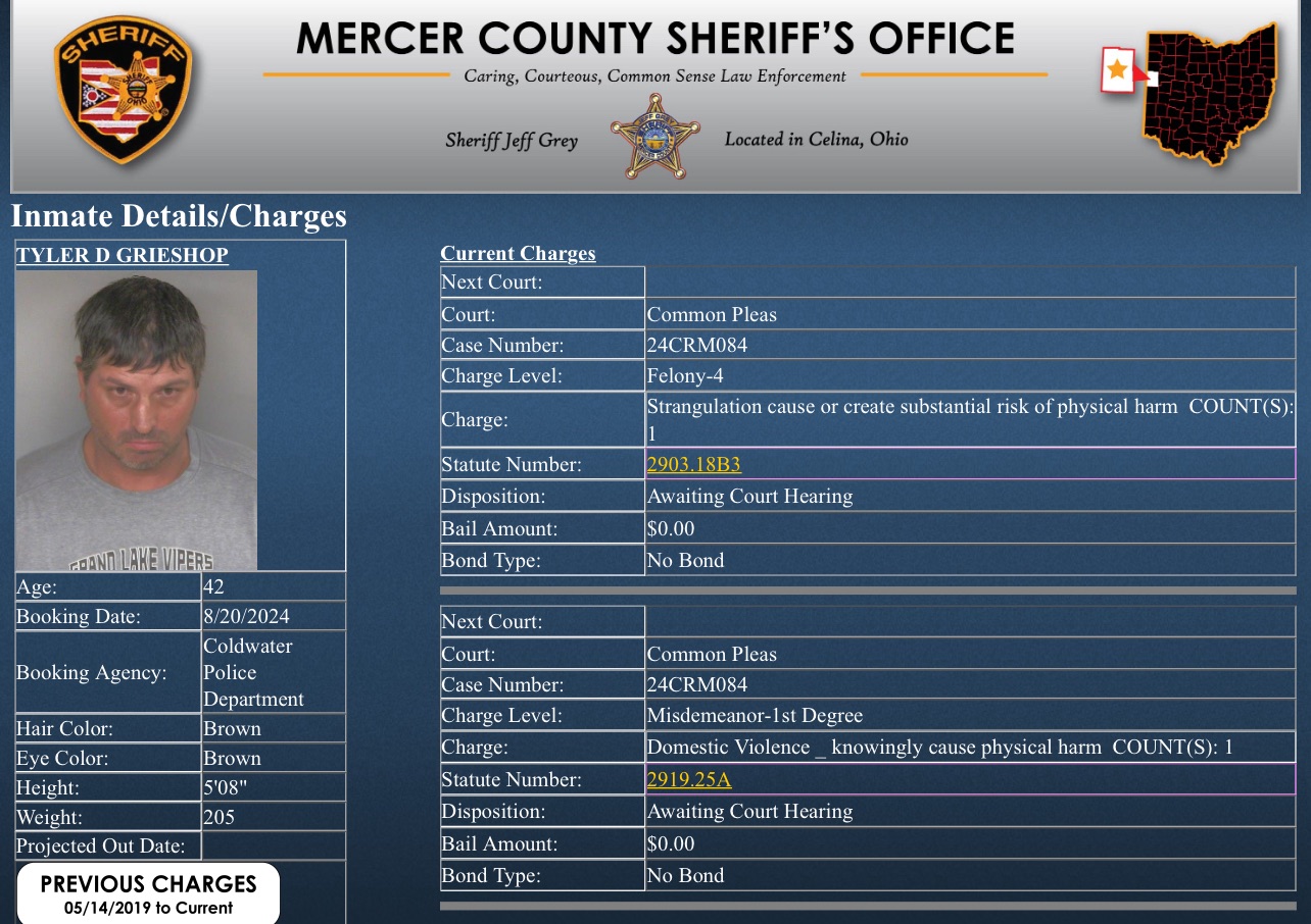 Coldwater Man Arrested On Strangulation Felony Charge – Mercer County ...