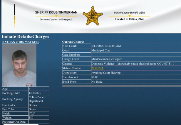 Celina Man Arrested On Domestic Violence Charge – Mercer County Outlook