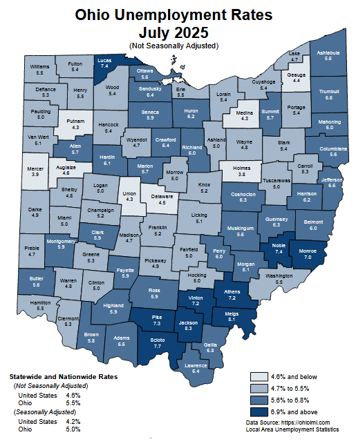 Ohio S Unemployment Rate Increases To 5 0 In July Indiana Rate Up At Image 32 