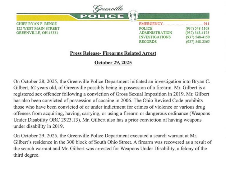 Greenville Sex Offender In Possession Of Firearm – Mercer County Outlook