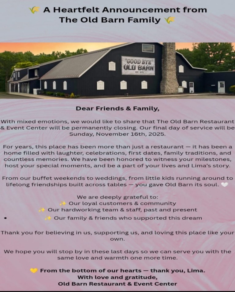 Lima’s Old Barn Out Back To Close – Mercer County Outlook